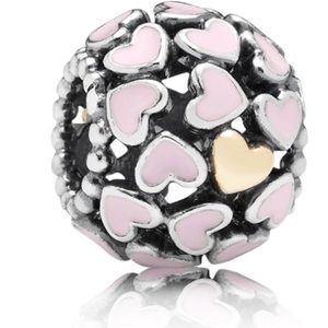Pandora Pink and Gold Heart Bead